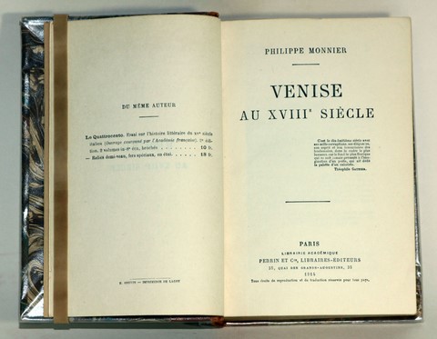 Philippe Monnier -Venise au XVIIIe siècle